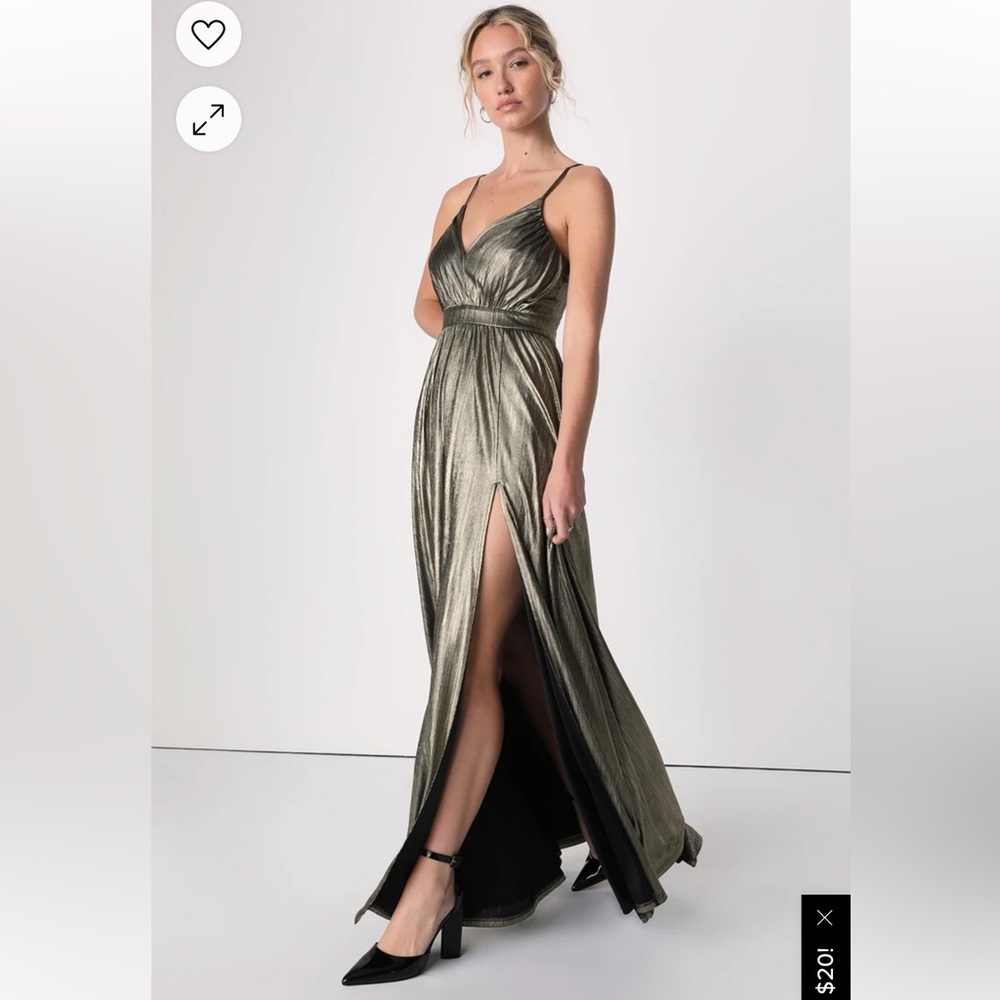 Lulus Beyond Exquisite Gold Metallic Lurex Maxi Dress
